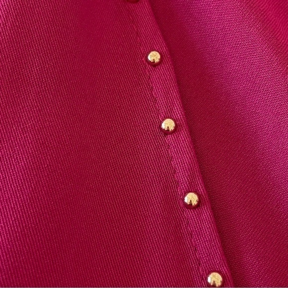 LOYD/FORD Flutter Sleeve Studded Ruffle Midi Wrap Dress Raspberry Red 0 / XS - Picture 11 of 14